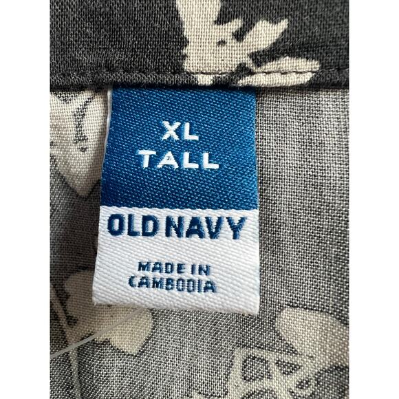 Old Navy Top Womens XLarge Tall Puff-Sleeve Black Floral Smocked Peplum Blouse - Picture 3 of 11